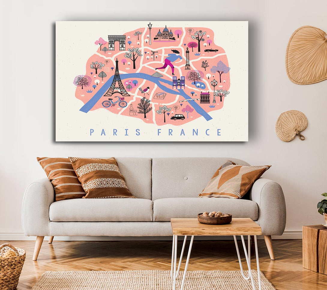 Picture of The Little Map Of France Canvas Print Wall Art