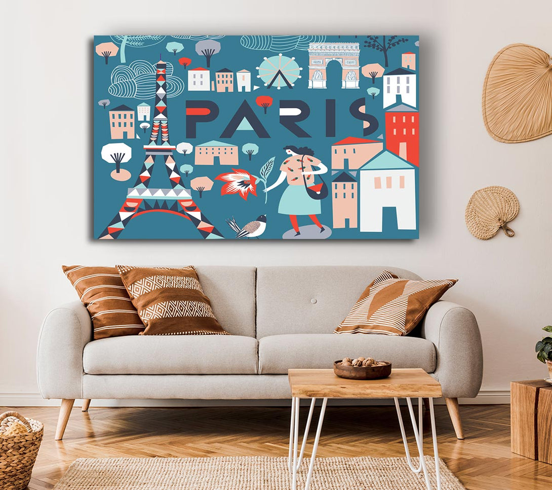 Picture of The Little Map Of Paris Canvas Print Wall Art