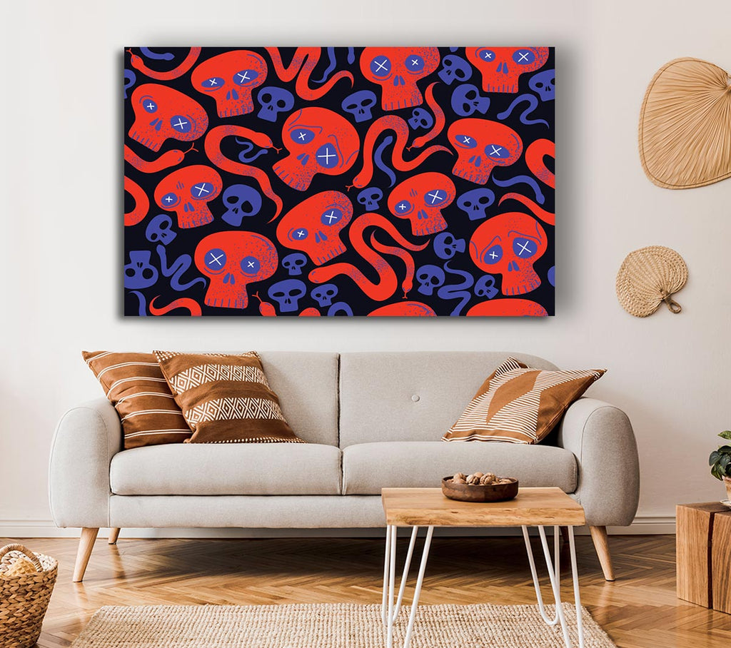 Picture of Red Skull And Snakes Canvas Print Wall Art