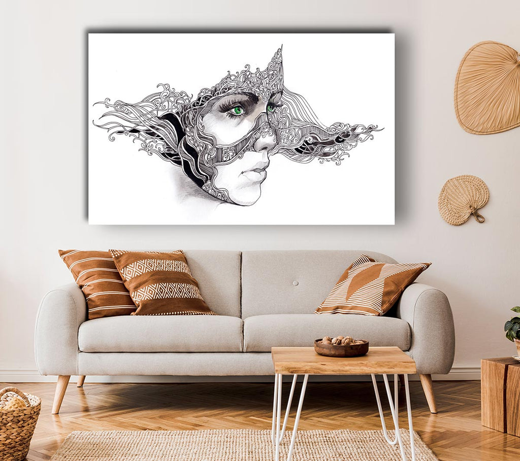 Picture of Woman Face Scribble 2 Canvas Print Wall Art