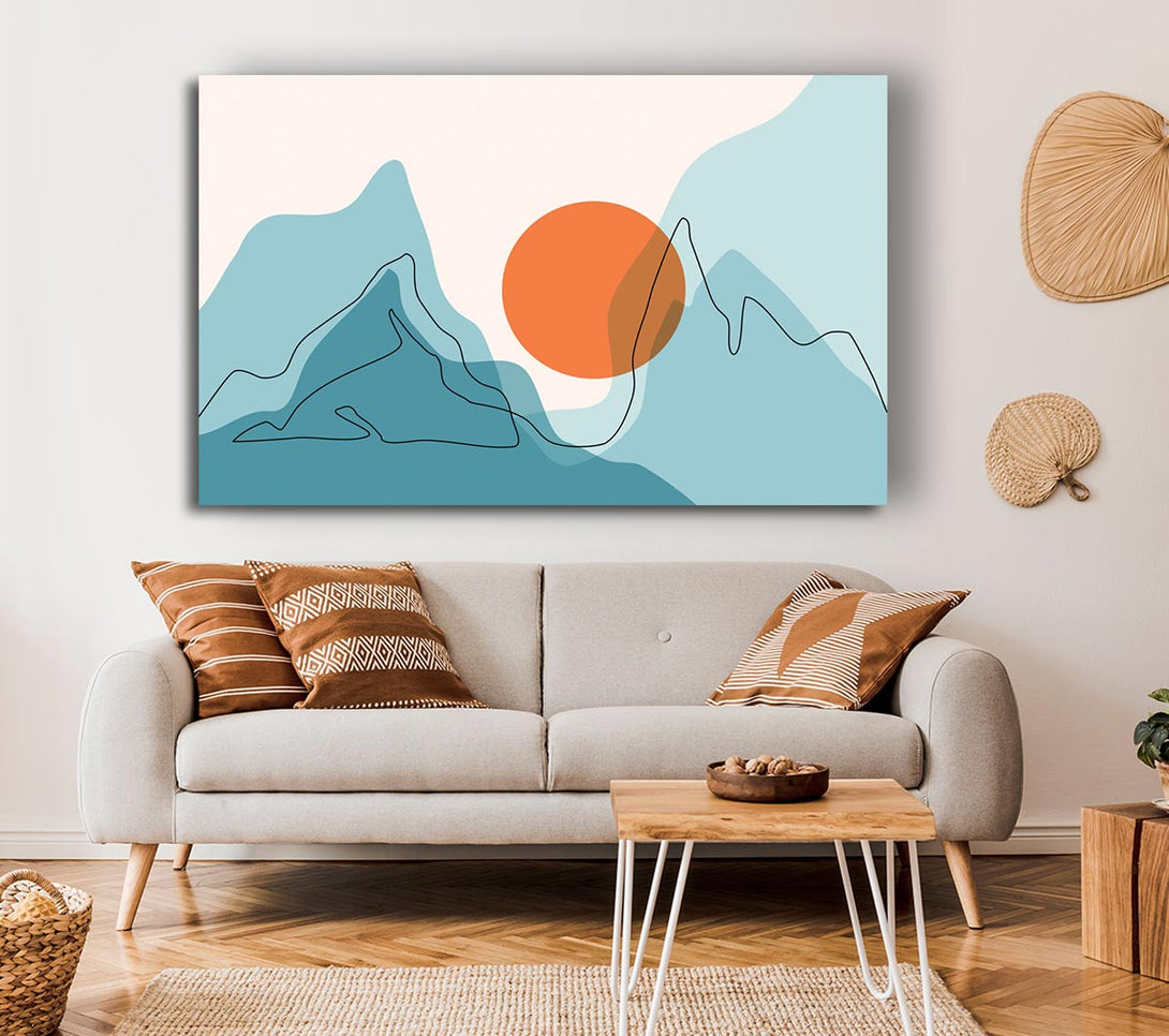 Picture of The Sun And Mountain Scene Canvas Print Wall Art