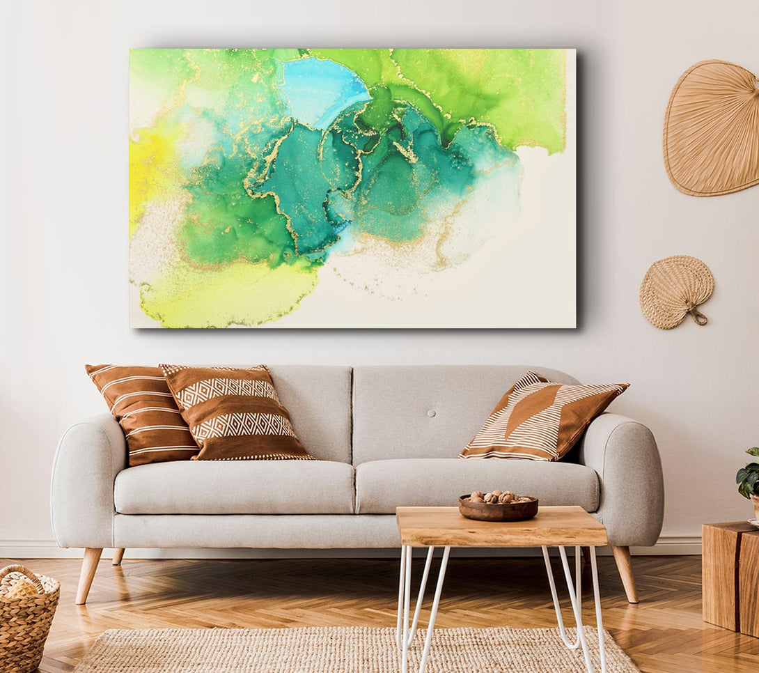 Picture of The Green And Blue Gold Wash Canvas Print Wall Art