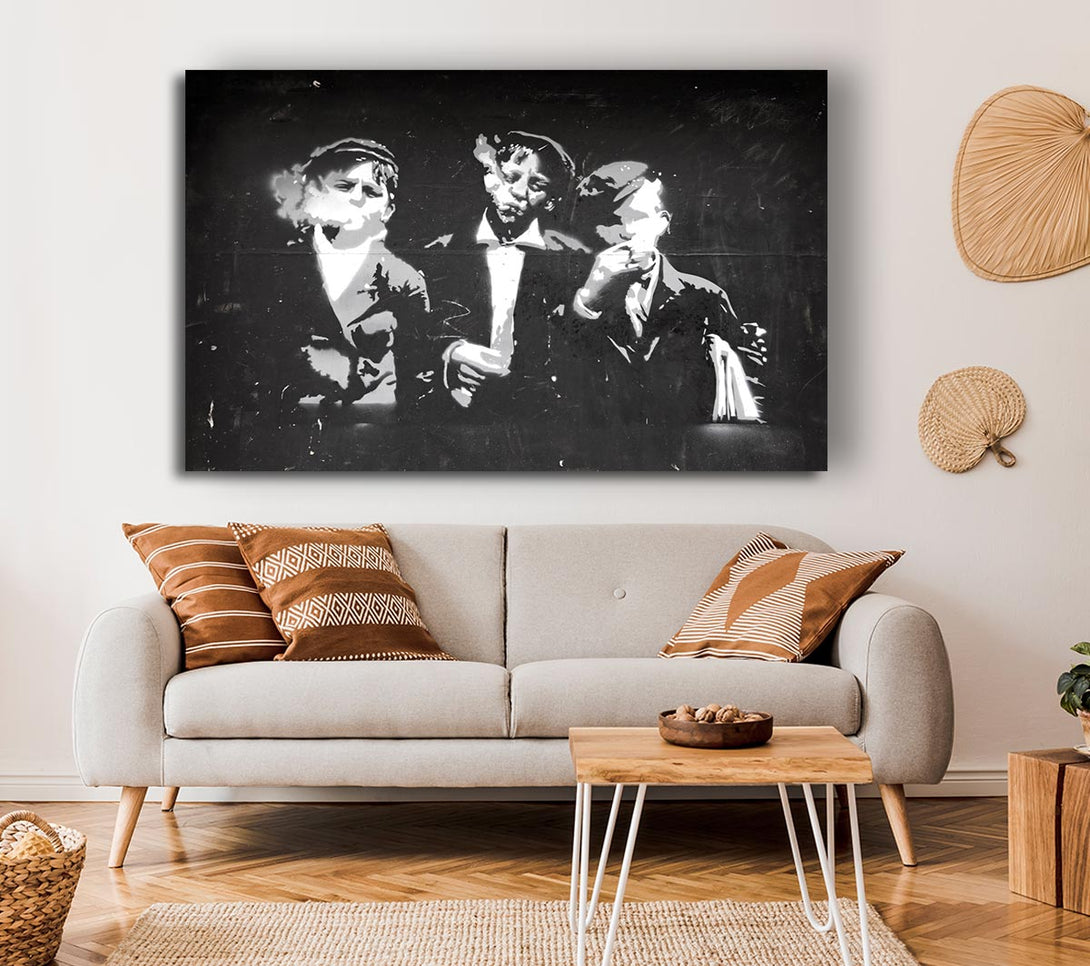 Picture of Children Smoking Canvas Print Wall Art
