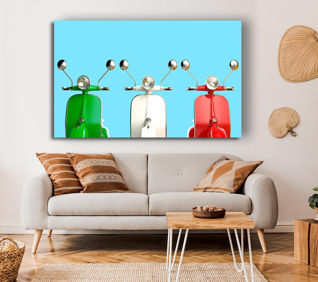 Picture of Three Vespas Italy Canvas Print Wall Art