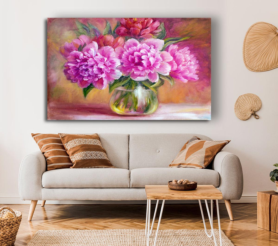 Picture of The Pink Blossom Vase Of Flowers Beauty Canvas Print Wall Art