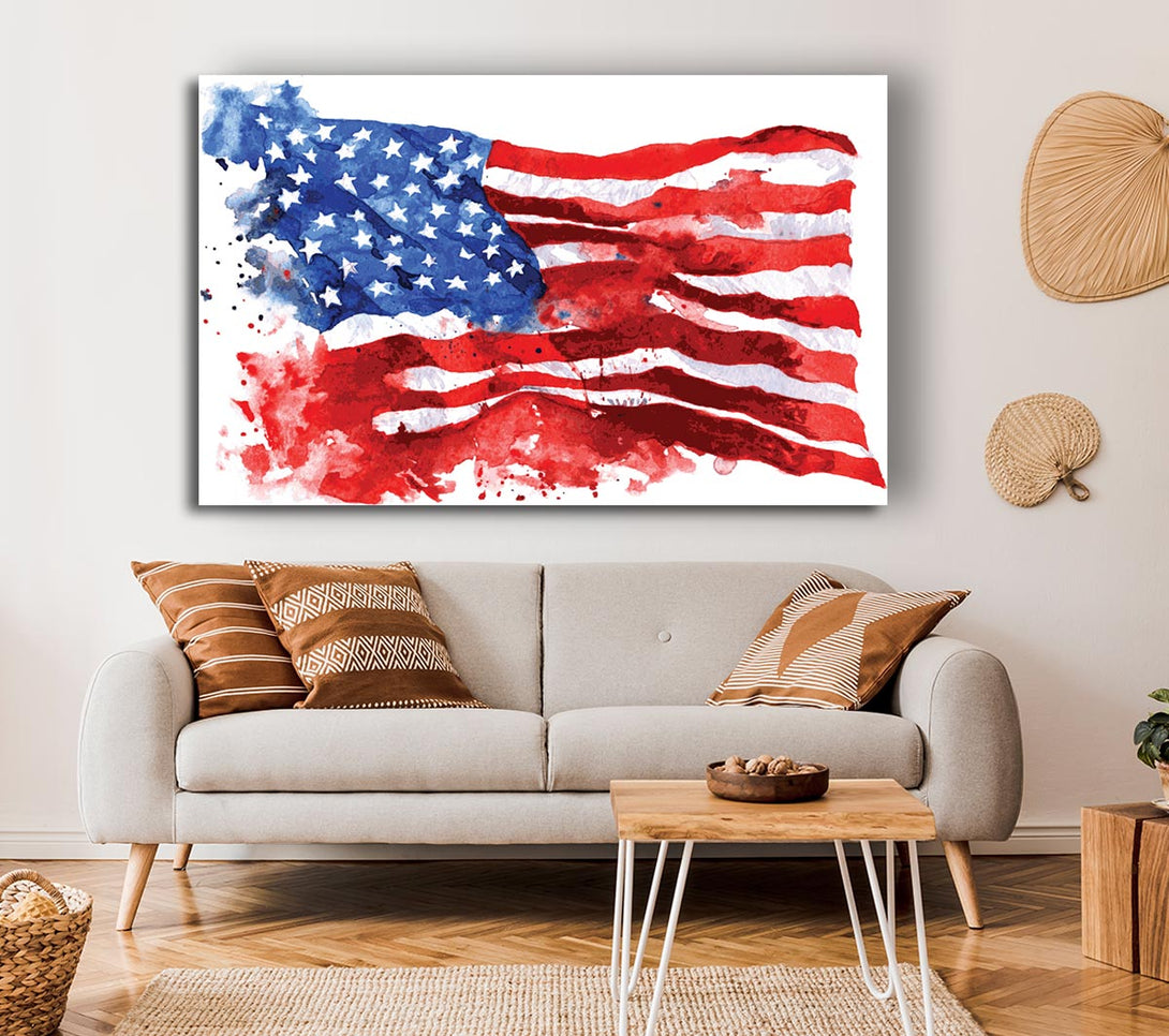  A Canvas Print of The Ink Splatter American Flag Canvas Wall Art