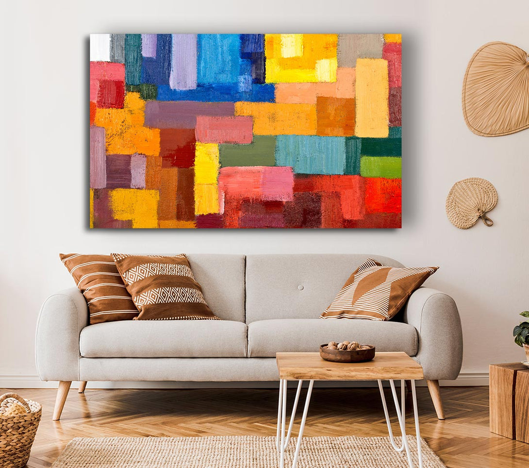 Picture of Patchwork Colours Mix Canvas Print Wall Art