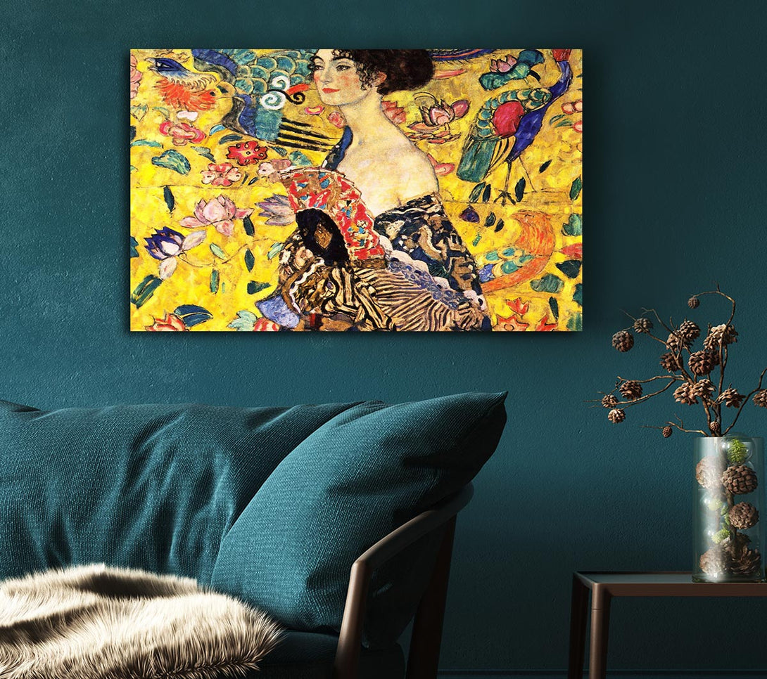 Picture of Klimt Lady With Fan Canvas Print Wall Art
