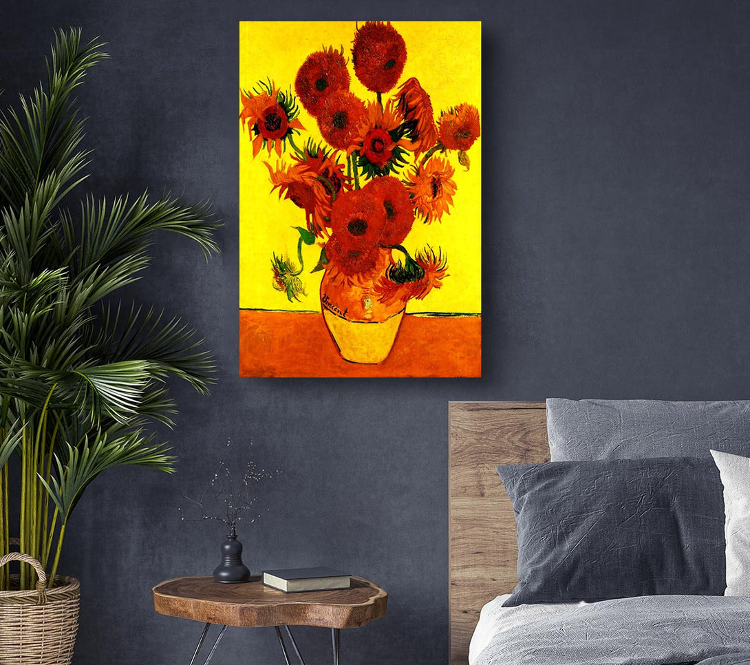 Picture of Van Gogh Still Life Vase With Fifteen Sunflowers 3 Canvas Print Wall Art