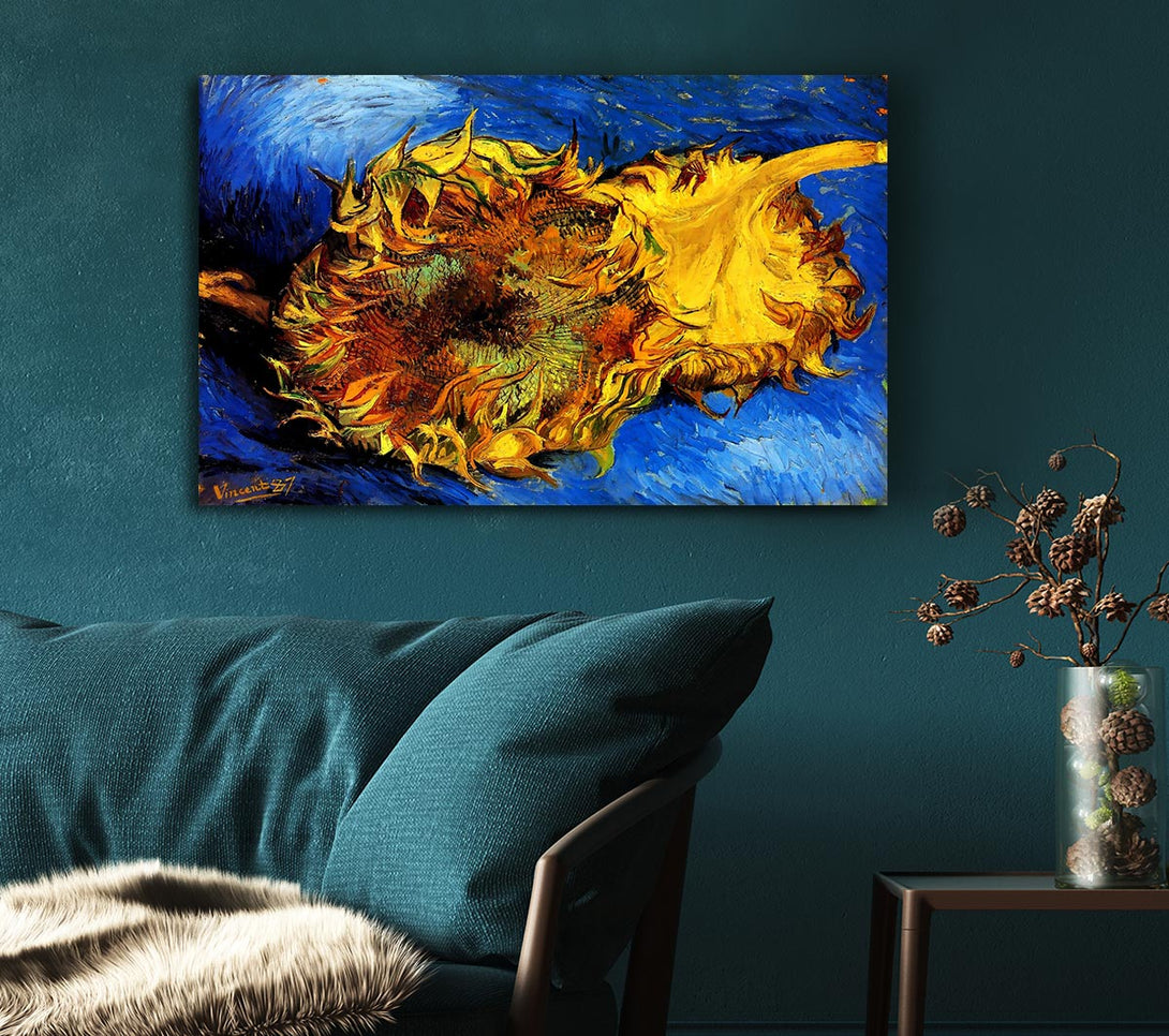 Picture of Van Gogh Two Cut Sunflowers 3 Canvas Print Wall Art