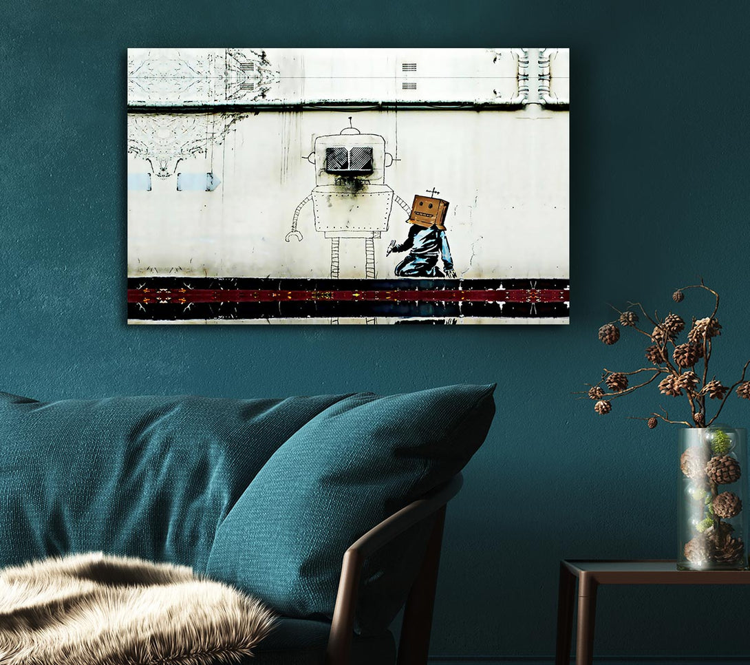 Picture of Box Head Robot Canvas Print Wall Art