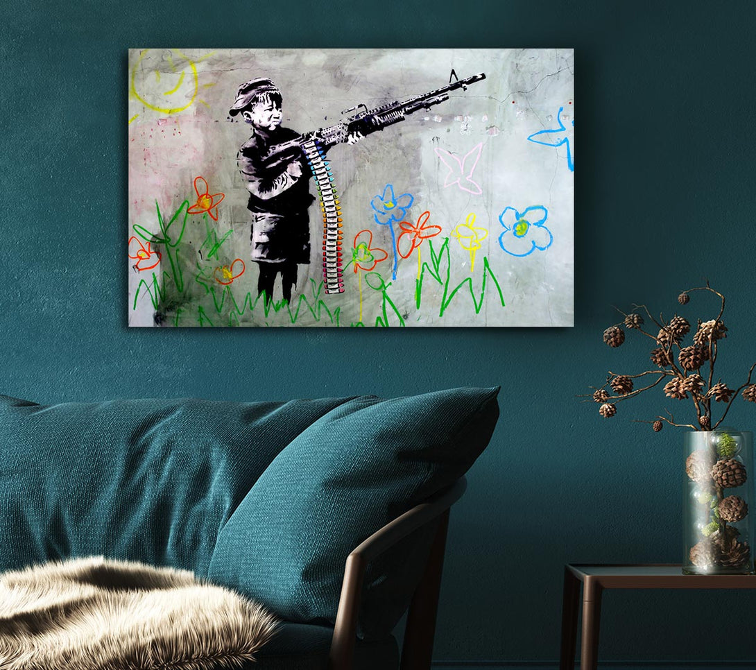  A Canvas Print of Banksy Crayon Gun Canvas Wall Art