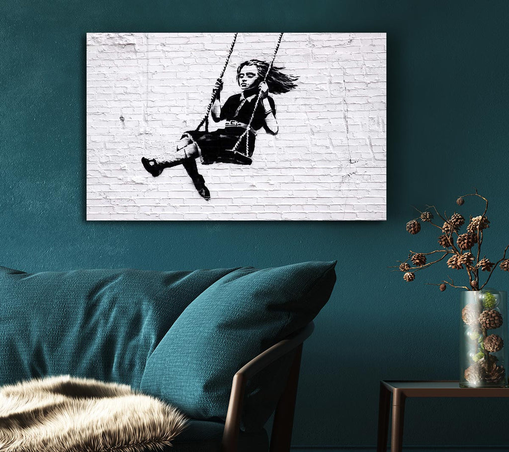 Picture of Girl On Swing Canvas Print Wall Art