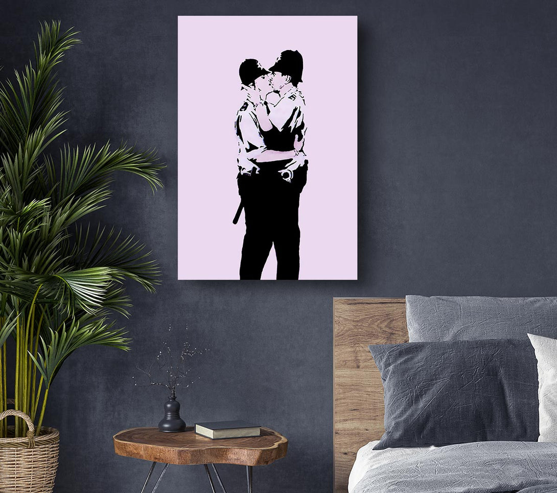 Picture of Kissing Coppers Pink Canvas Print Wall Art
