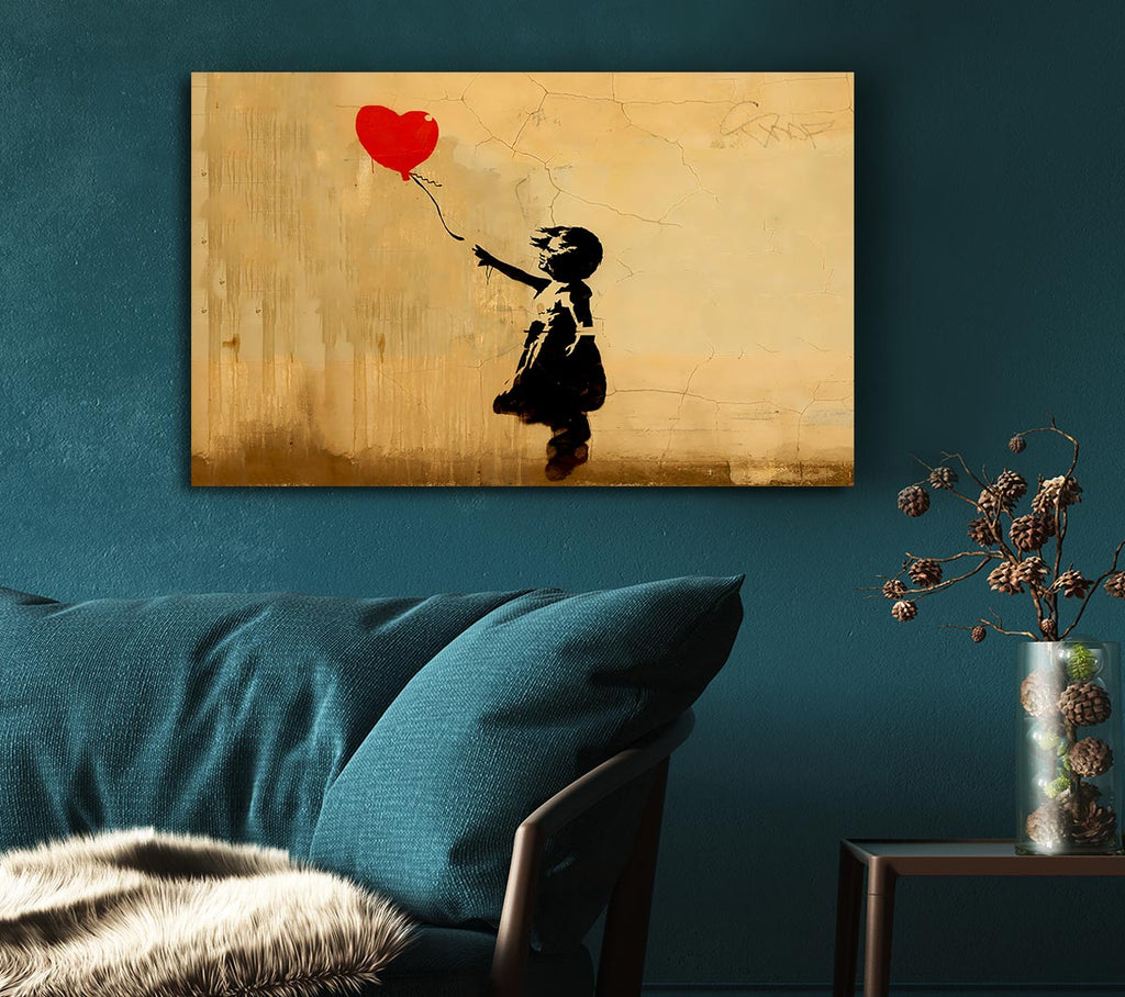 Picture of Love Heart Balloon Left Canvas Print Wall Art