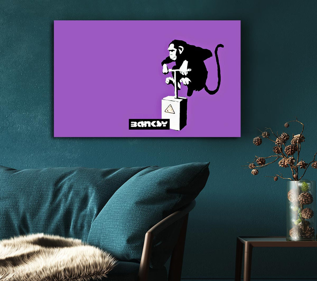 Picture of Monkey Detonator Purple Canvas Print Wall Art