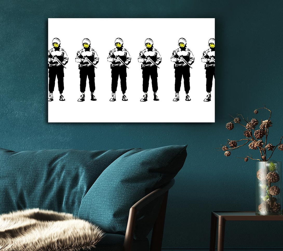Picture of Smiley Face Line-Up Canvas Print Wall Art