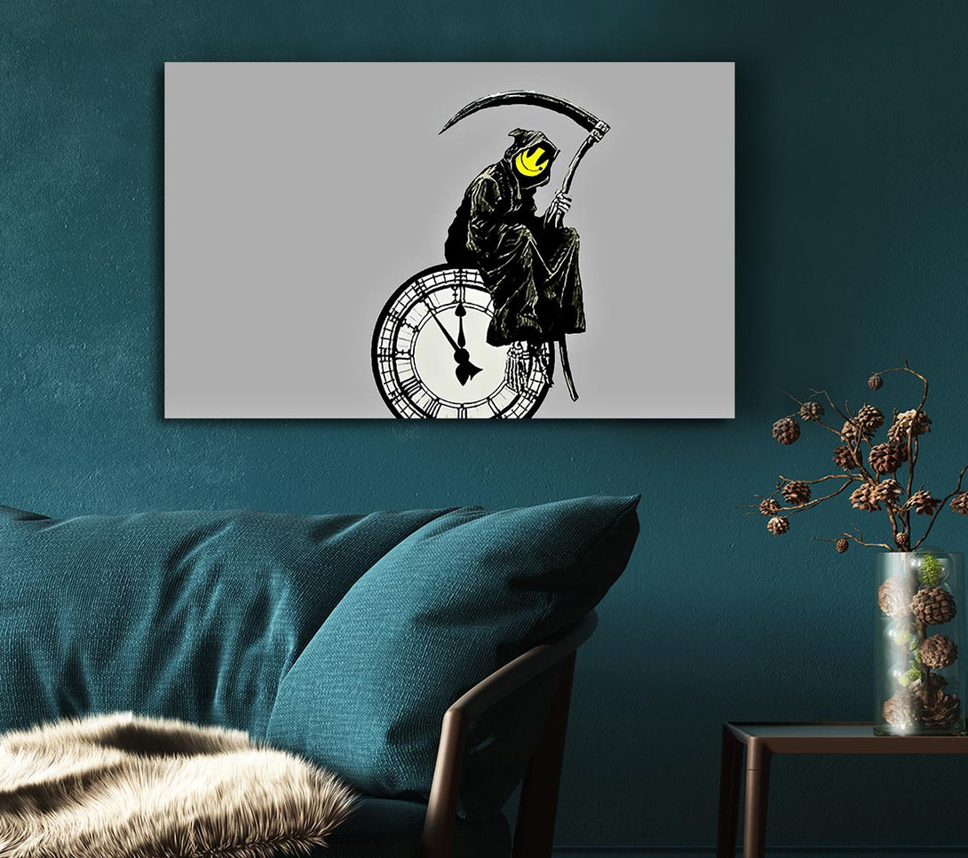 Picture of Smiley Face Reaper Times Up Canvas Print Wall Art