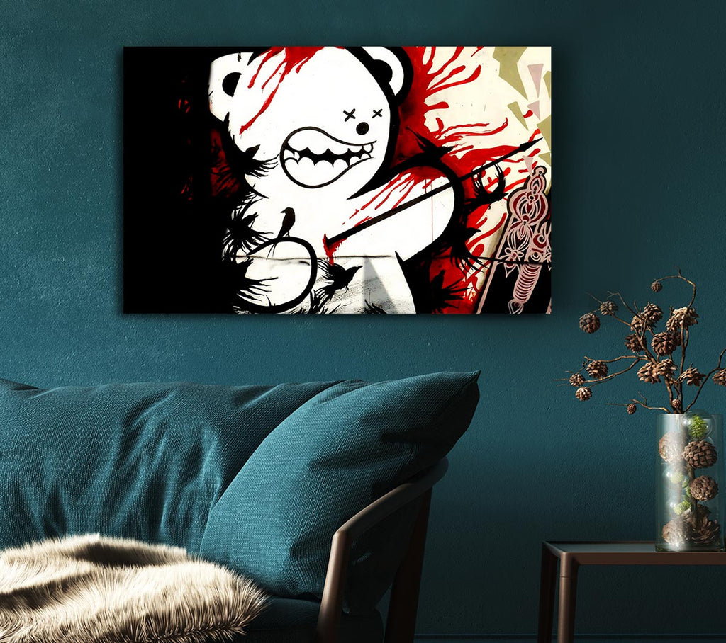 Picture of Teddy Bear Violence Canvas Print Wall Art