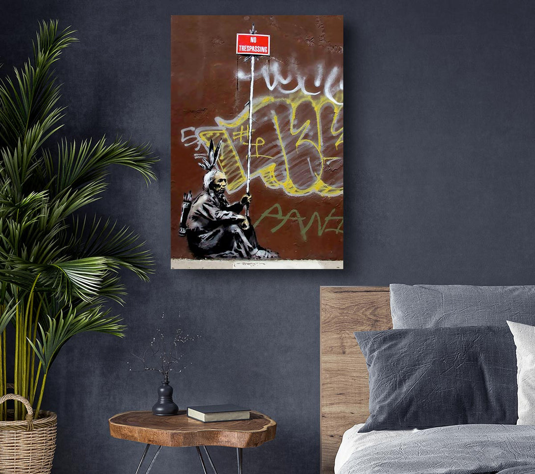  A Canvas Print of Banksy No Trespassing Indian Canvas Wall Art