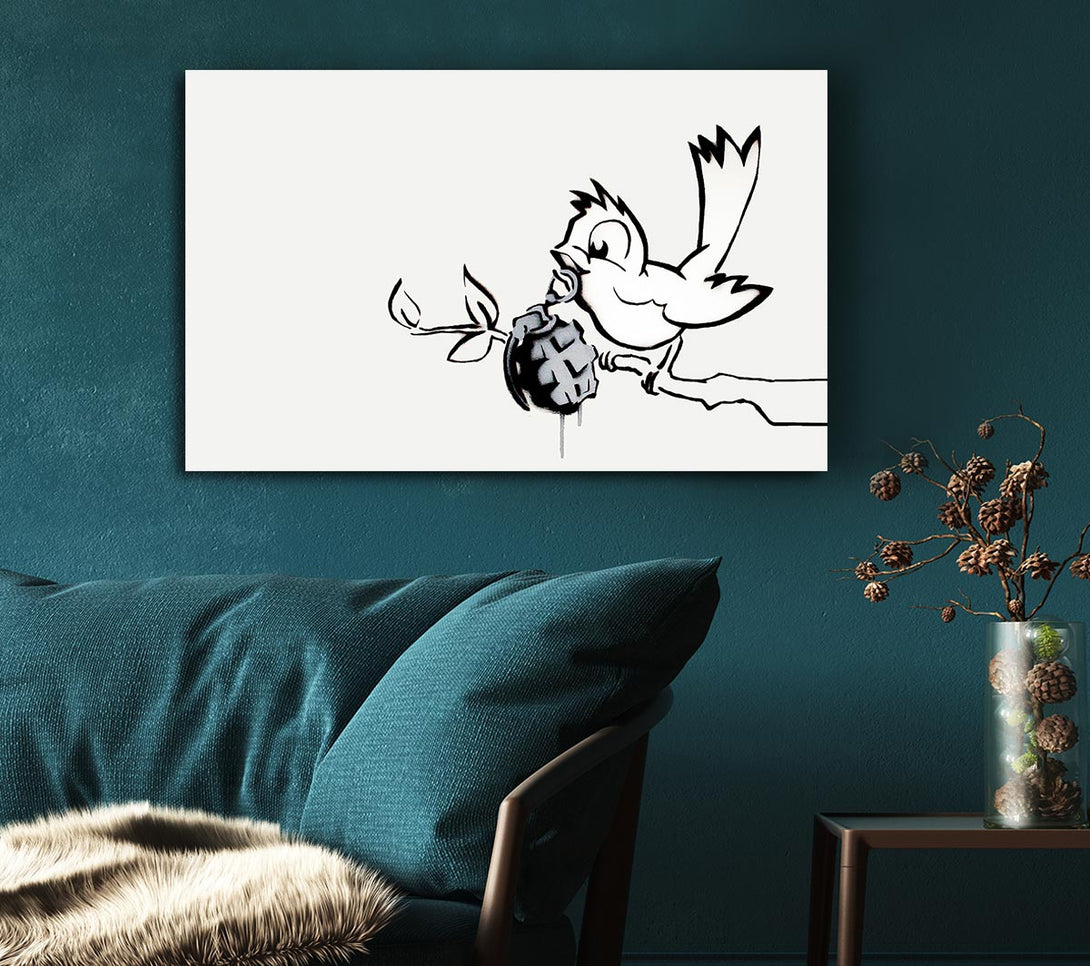  A Canvas Print of Banksy Bird Granade Canvas Art