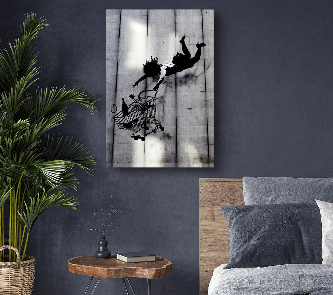 Picture of Flying Shopping Trolley Canvas Print Wall Art