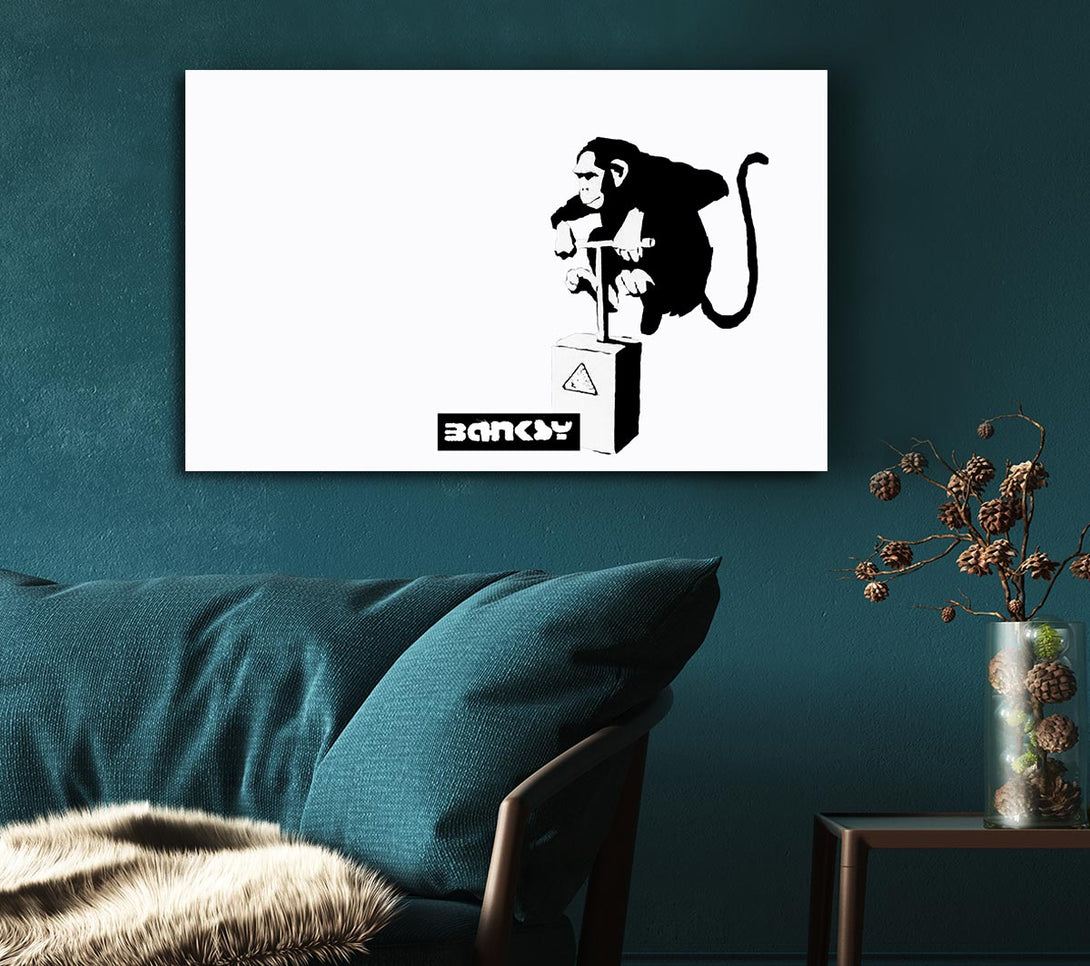Picture of Monkey Detonator White Canvas Print Wall Art