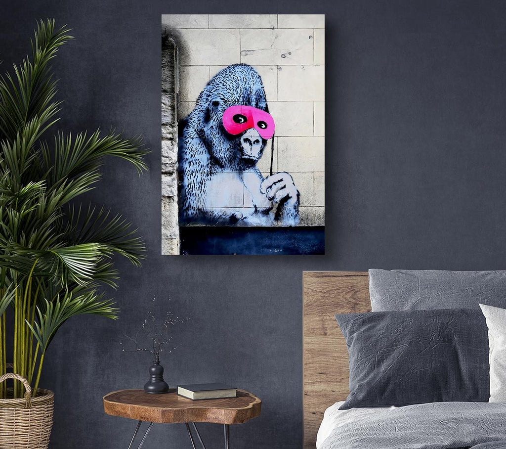 Picture of Pink Gorilla Mask Canvas Print Wall Art