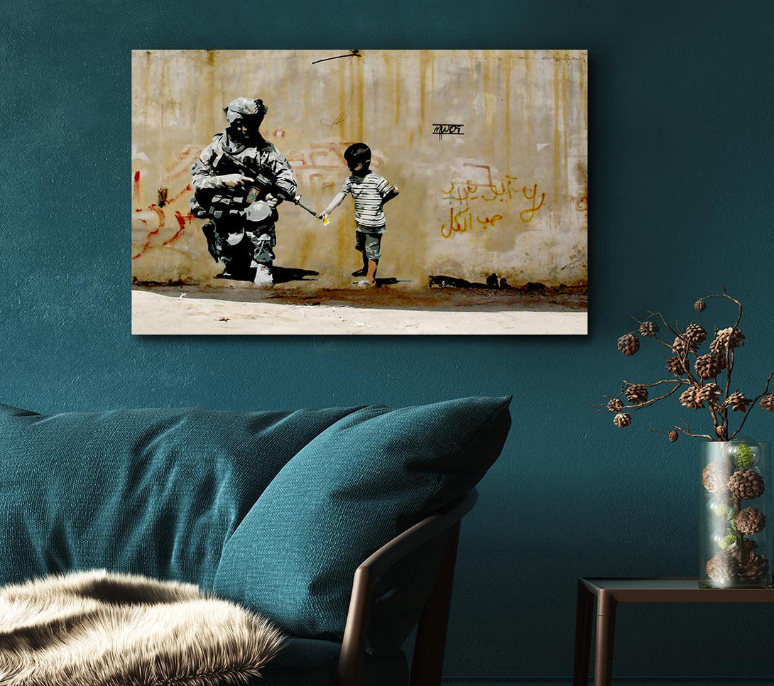 Picture of Soldier Flower Gun Boy Canvas Print Wall Art