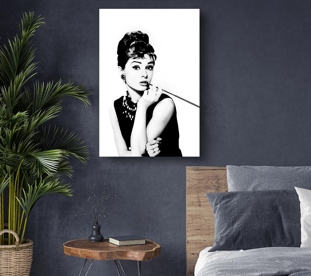 Picture of Audrey Hepburn Cigarette Canvas Print Wall Art