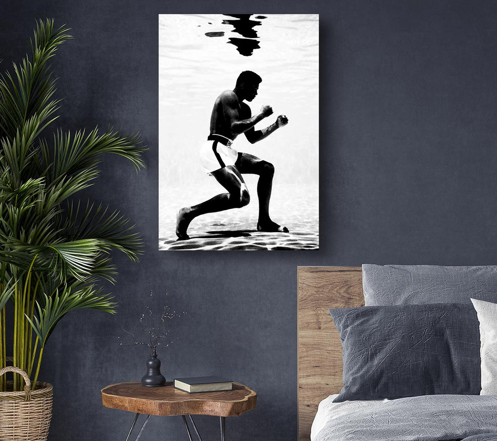 Picture of Muhammad Ali Boxing Under Water Canvas Print Wall Art