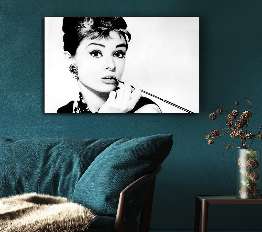 Picture of Audrey Hepburn Cigarette 1 Canvas Print Wall Art