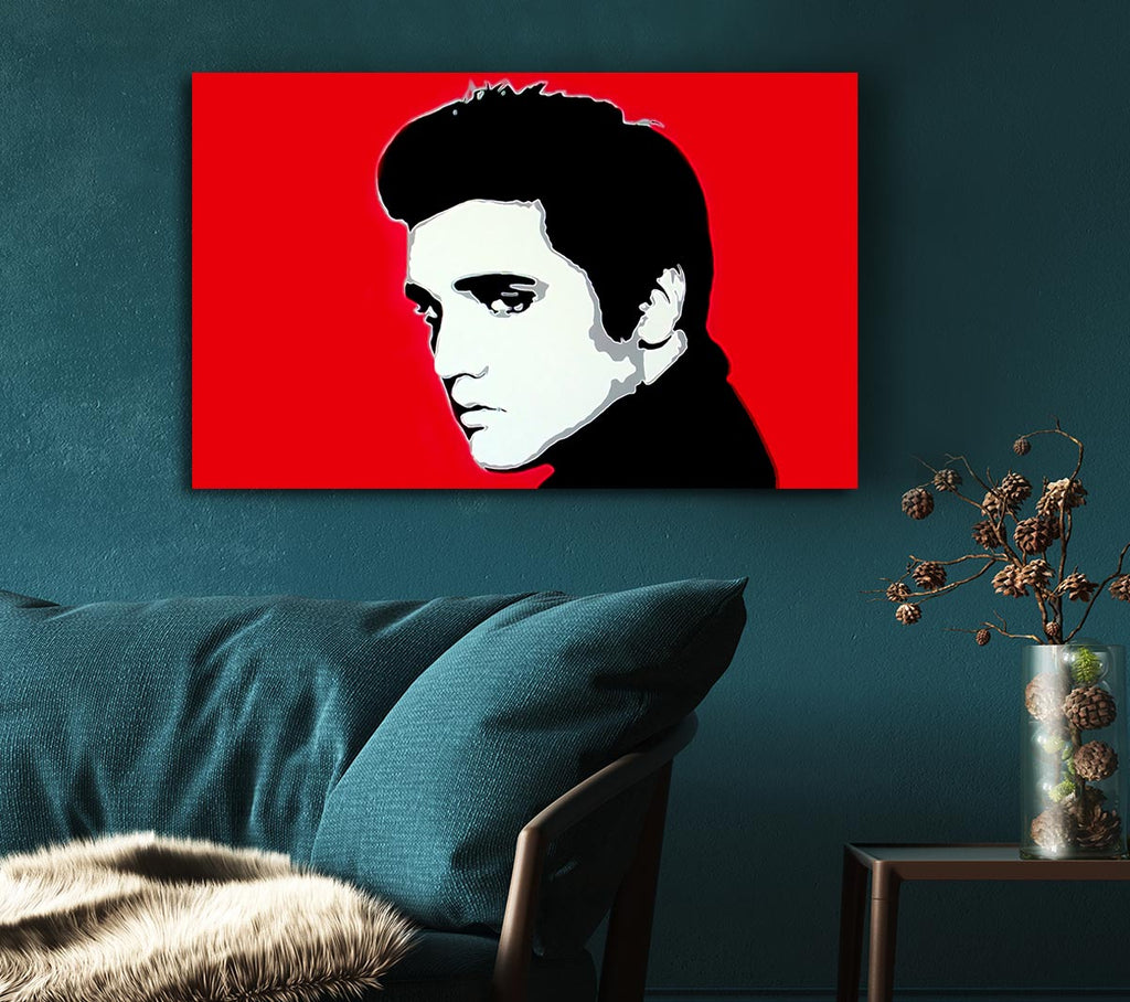 Picture of Elvis Portrait Red Canvas Print Wall Art