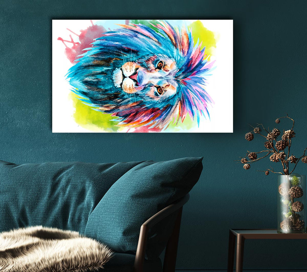 Picture of Blue Mained Lion Canvas Print Wall Art
