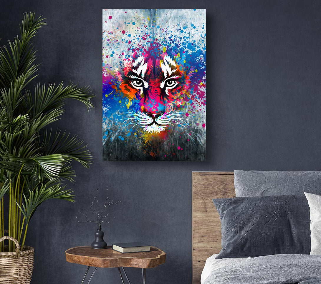 Picture of Rainbow Tiger Face Canvas Print Wall Art