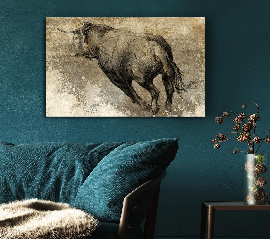 Picture of Bull Run Canvas Print Wall Art