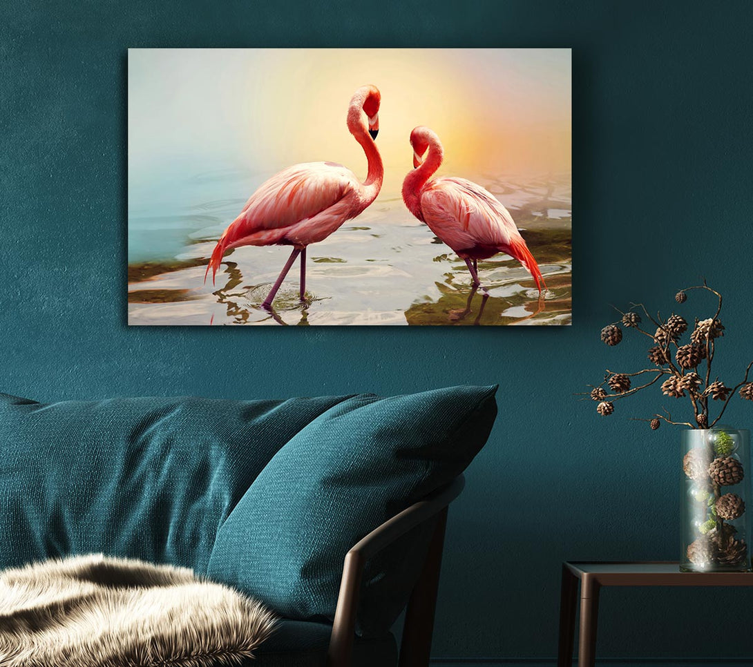  A Canvas Print of Flamingo Sunset Canvas Art