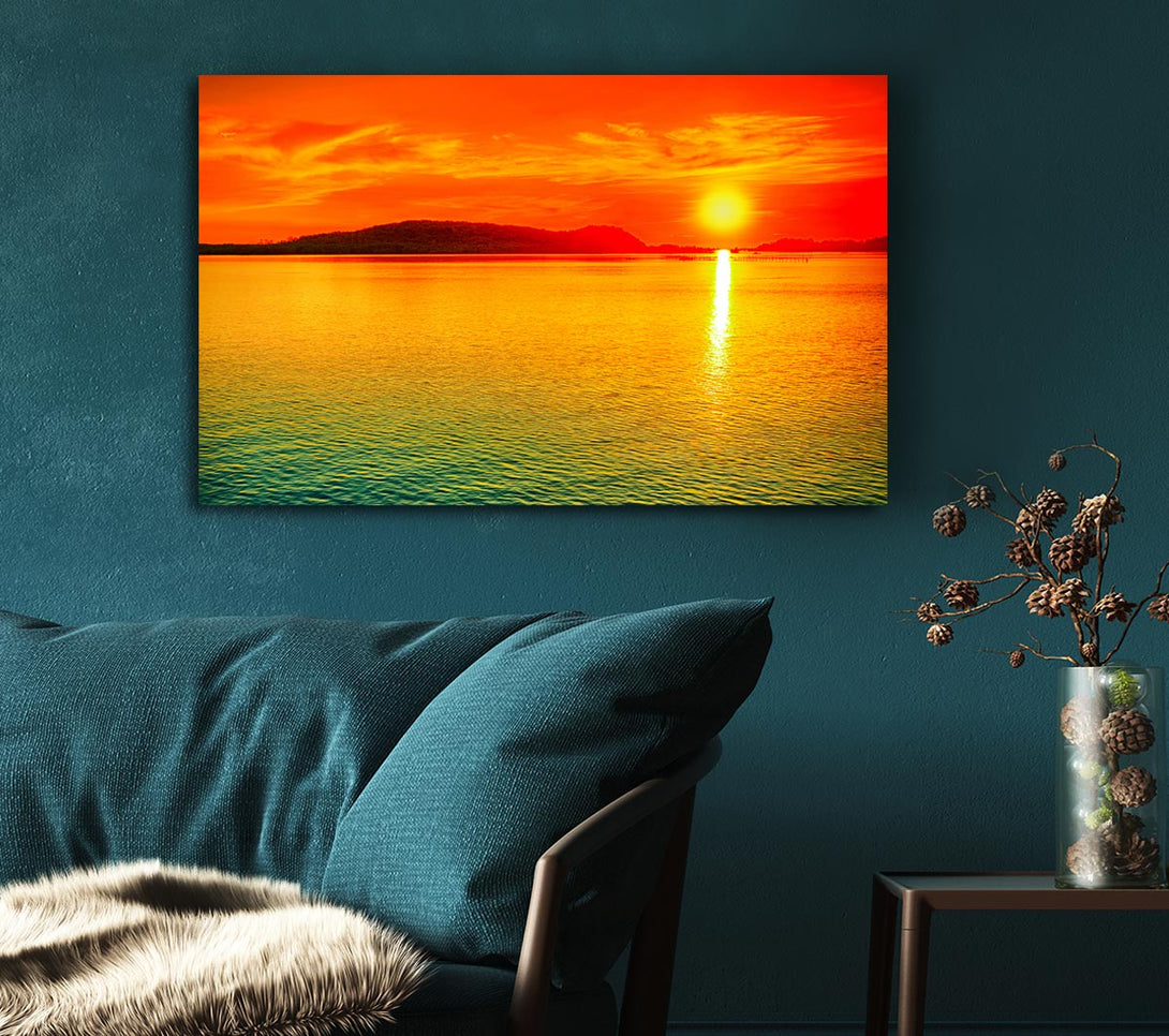 Picture of Sun Beam Ocean Canvas Print Wall Art