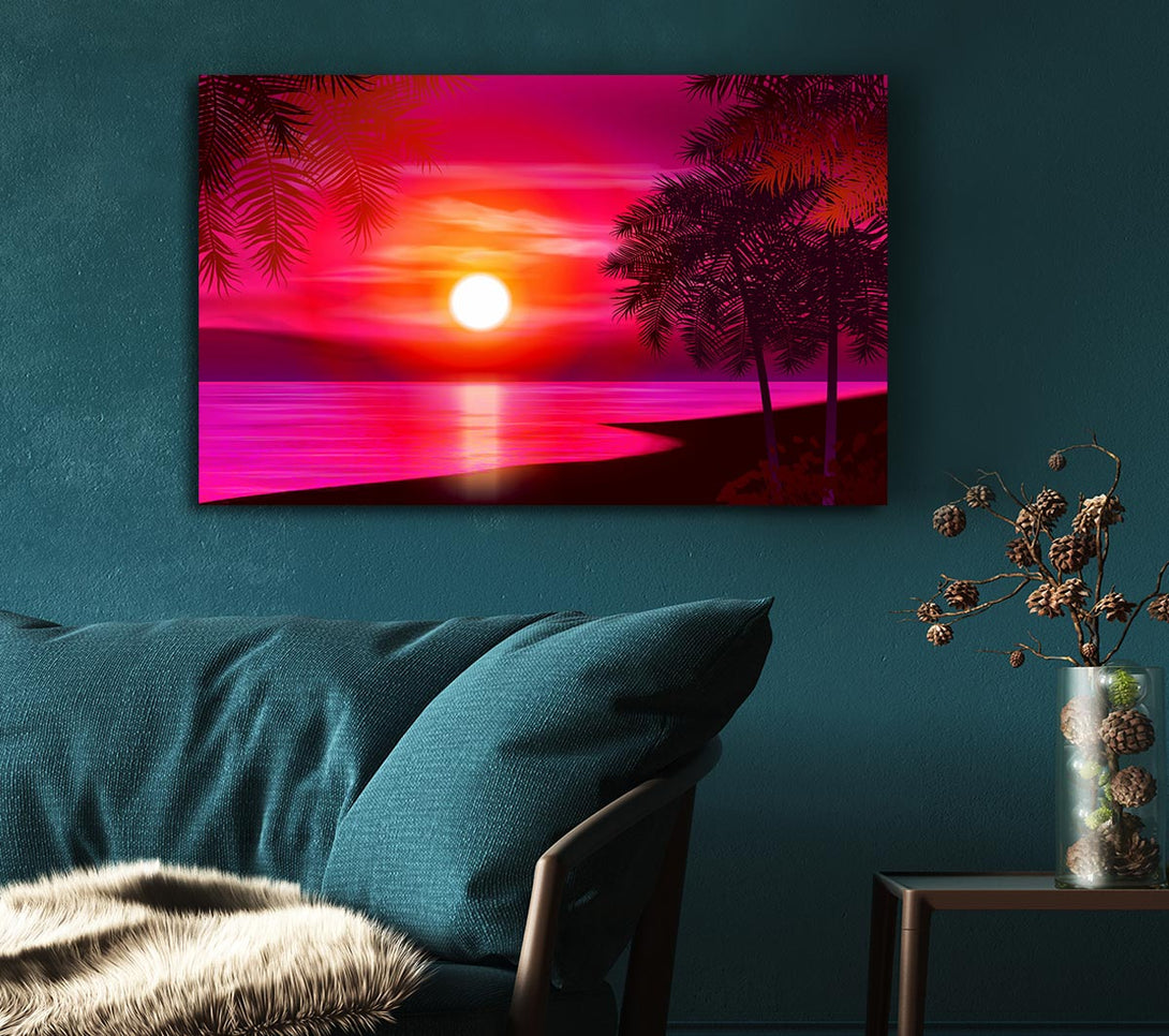 Picture of Pink Ocean Glow Canvas Print Wall Art