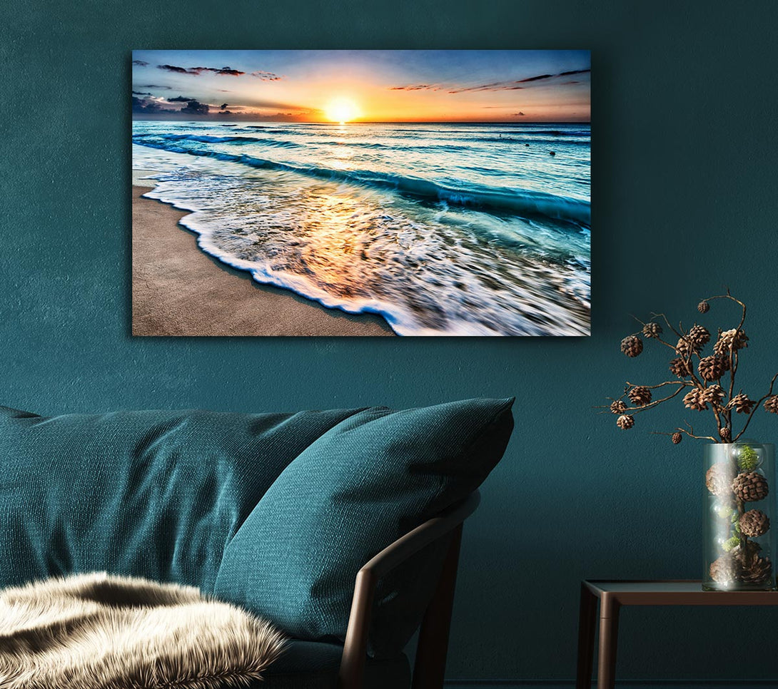 Picture of Sunset Ocean Movement Canvas Print Wall Art