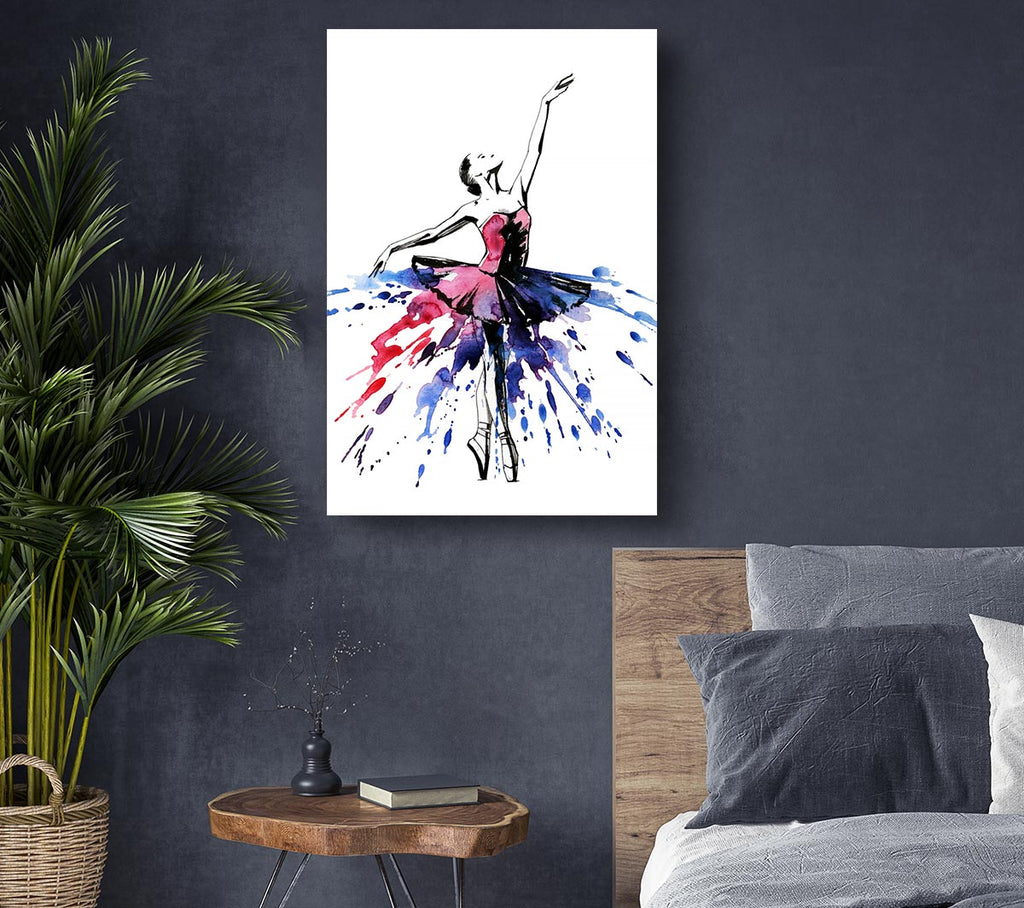 Picture of Blue Pink Ballerina 8 Canvas Print Wall Art