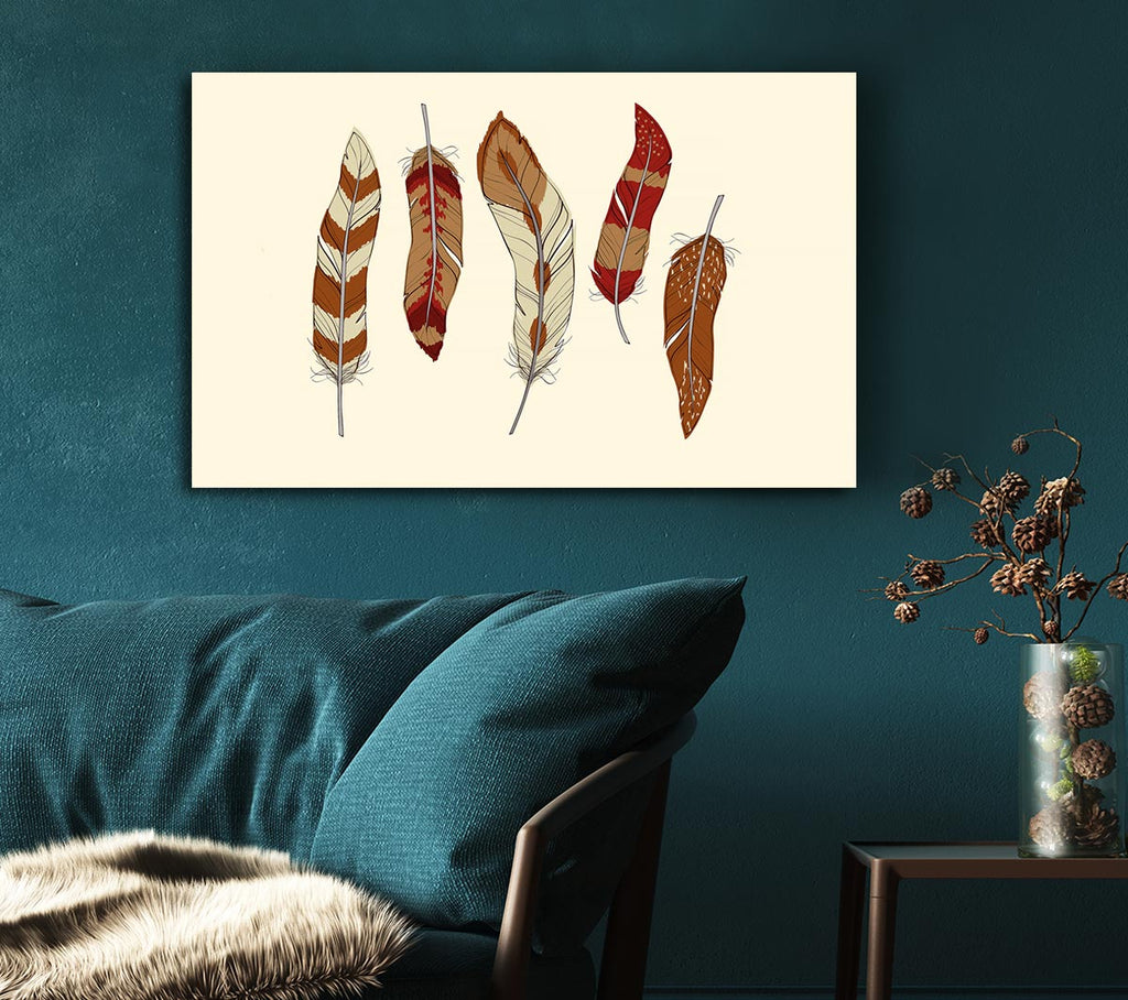 Picture of Red Indian Feathers Canvas Print Wall Art