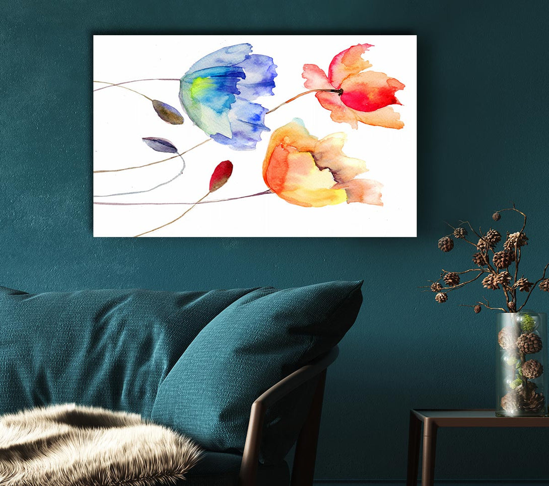  A Canvas Print of Poppy Watercolour Canvas Art
