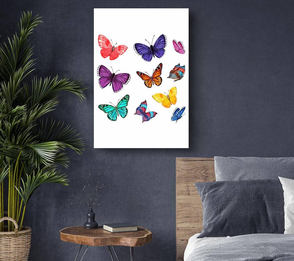 Picture of Rainbow Butterflies Canvas Print Wall Art