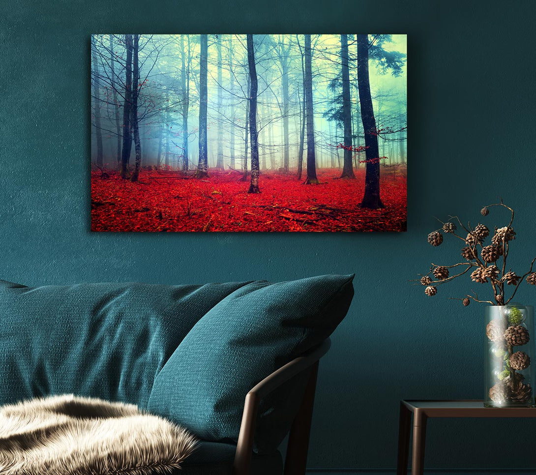 Picture of Mist In The Red Forest Canvas Print Wall Art