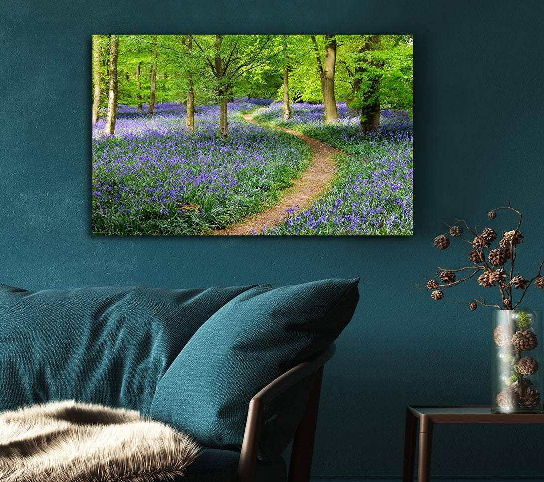 Picture of Walk Through The Bluebell Path Canvas Print Wall Art