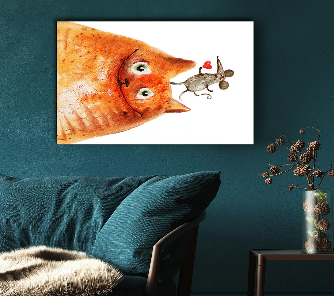 Picture of Cat And Mouse Love Canvas Print Wall Art
