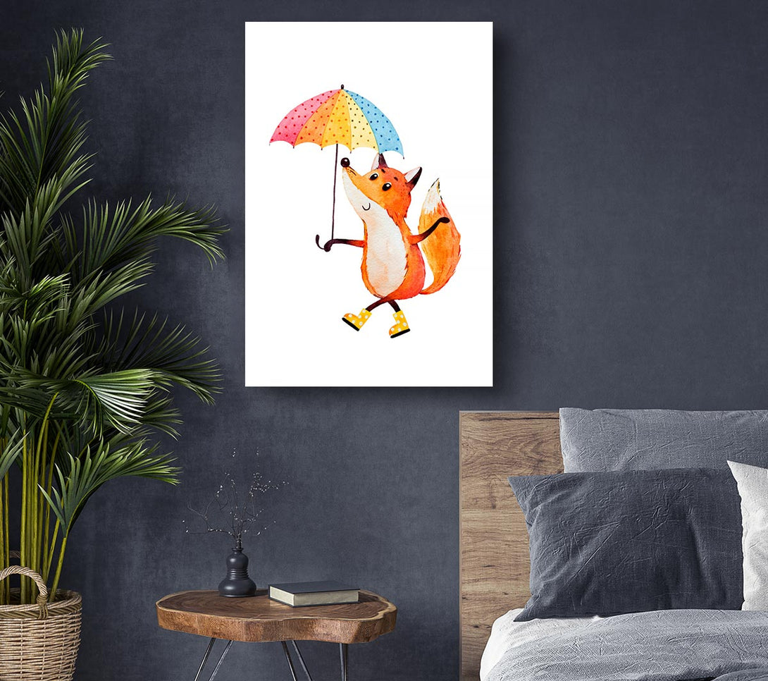 Picture of Foxy In The Rain Canvas Print Wall Art