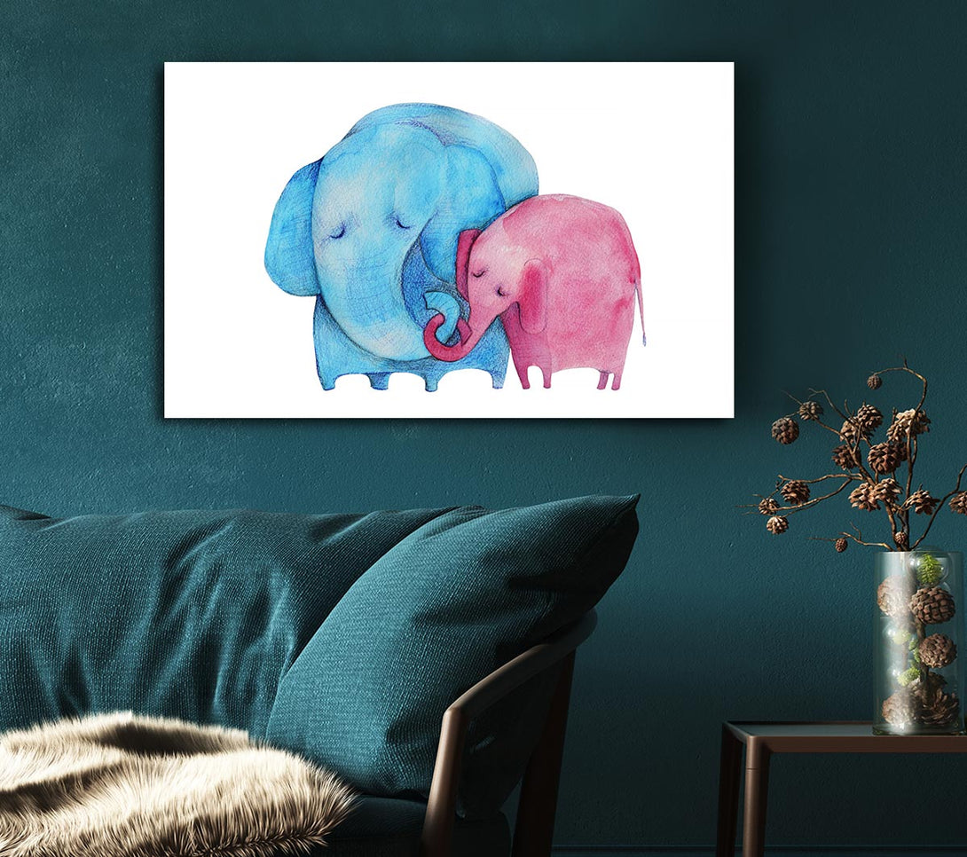 Picture of Mother And Baby Elephant Canvas Print Wall Art
