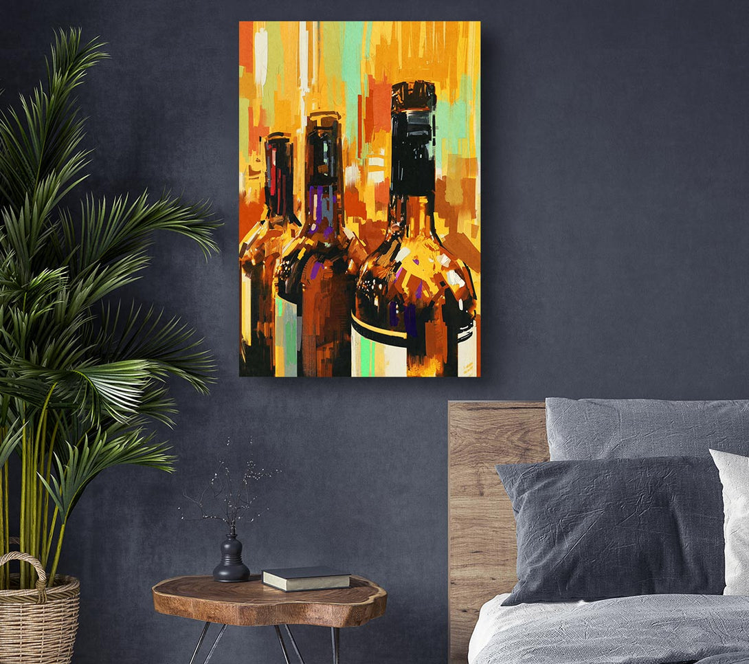  A Canvas Print of Retro Wine Bottles Canvas Art